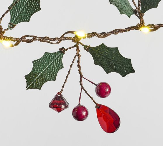 Lit Rustic Holly Berry Garland | Pottery Barn (US)
