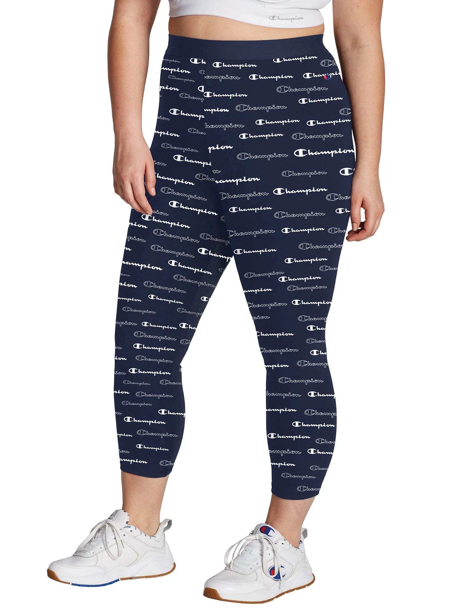 Champion Women’s Plus Size Authentic Logo Print 7/8 Leggings | Walmart (US)