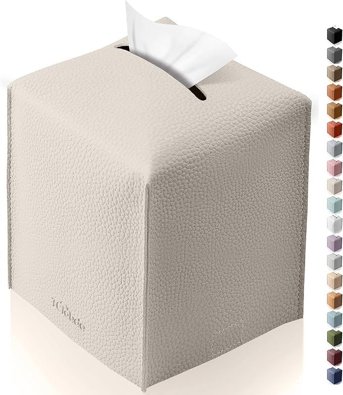 Tclouda Tissue Box Cover for PU Leather, Modern Simple Solid Color Holder Square Tissue Bag, Idea... | Amazon (US)
