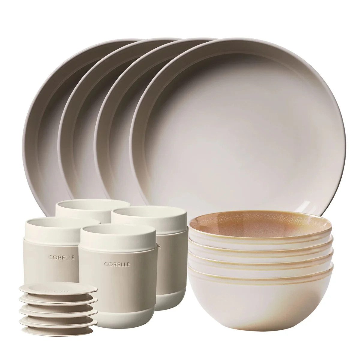 Corelle® Stoneware 16-piece Dinnerware Set, Service for 4, Oatmeal | Corelle