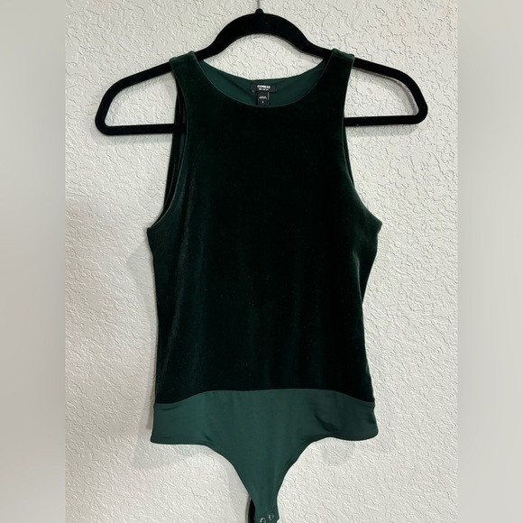 Green velvet cut out back body suit. | Poshmark