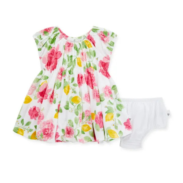 Lemon Floral Organic Cotton Bubble Dress Set | Burts Bees Baby