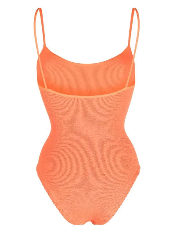 Hunza G Pamela Crinkled Swimsuit | Orange | FARFETCH | Farfetch Global