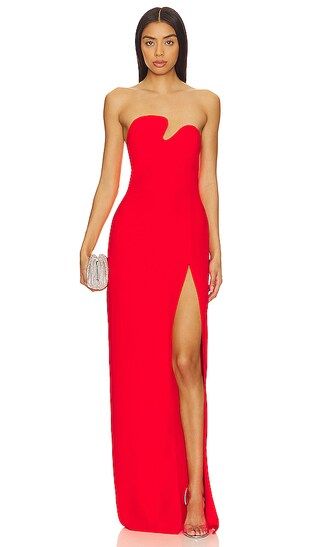 X REVOLVE Strapless Puzzle Gown in Crimson | Revolve Clothing (Global)