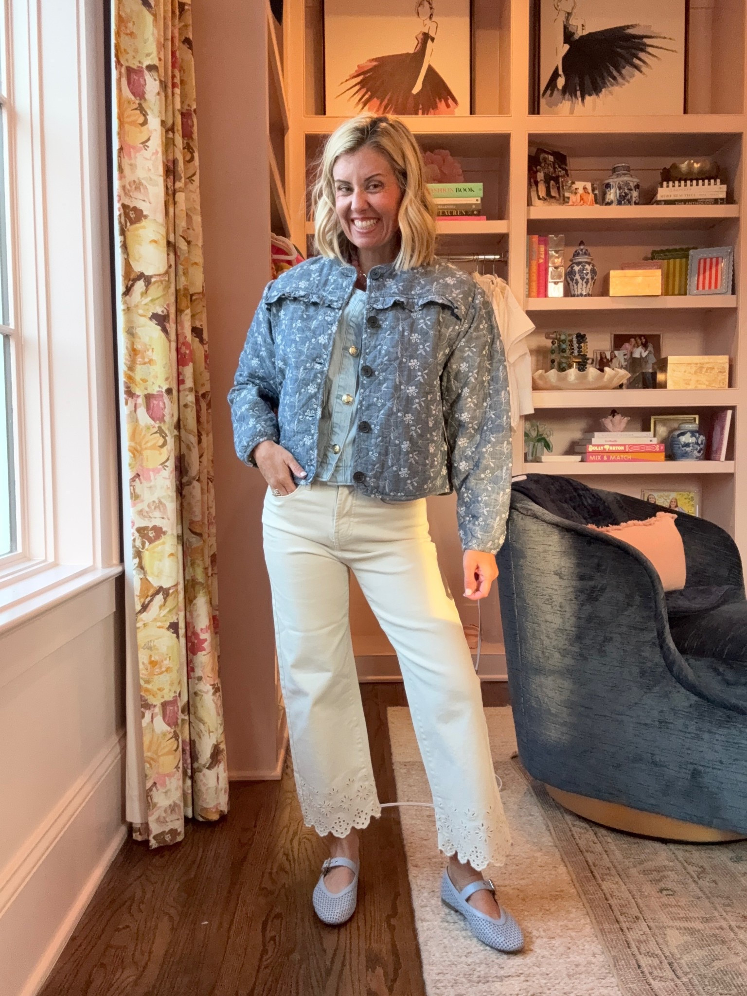 Y’all this jacket is soooo cute! I just cannot get enough of Walmart right now. 
Jacket - xs
Top - small
Pants - 2 
Flats - 7.5 (sized down half)

#LTKmomlife #LTKOver40 #LTKgrwm