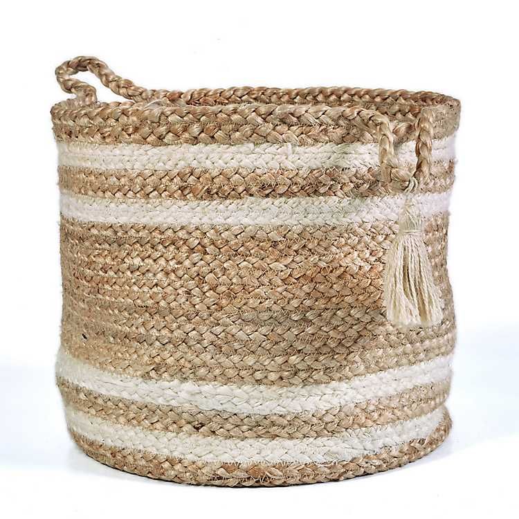 Montego Striped Natural Storage Basket, 17 in. | Kirkland's Home