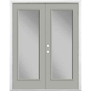 60 in. x 80 in. Silver Cloud Steel Prehung Right-Hand Inswing Full Lite Clear Glass Patio Door with Brickmold | The Home Depot