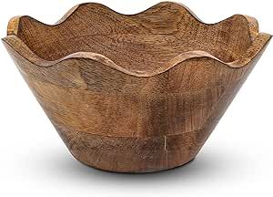 Mela Artisans Wooden Scalloped Bowl - Small | Ruffle Decorative Style | Rustic Kitchen Decor | Ma... | Amazon (US)