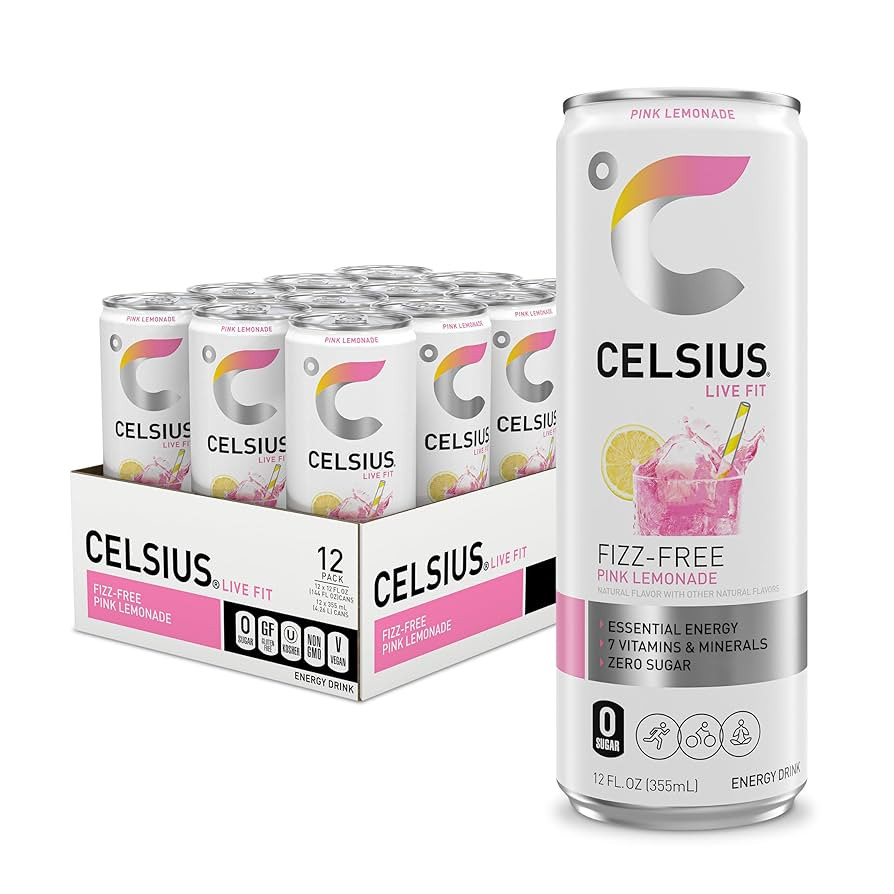CELSIUS Fizz Free Pink Lemonade, Sugar Free Energy Drink, 12 Fl Oz (Pack of 12) | Amazon (US)