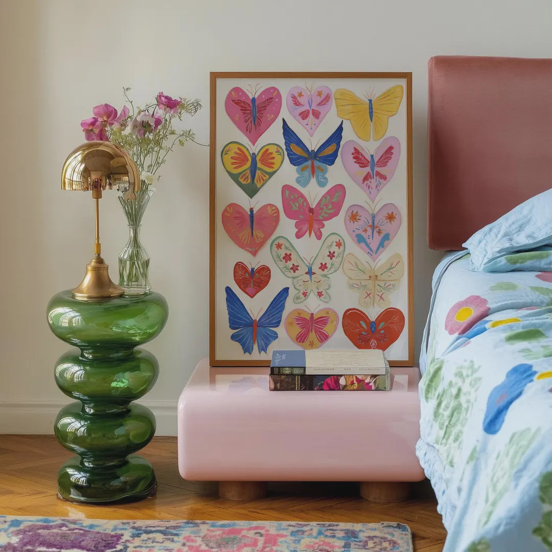 Butterfly Heart Wall Art Print: Colorful Boho Nursery Decor - Etsy | Etsy (US)