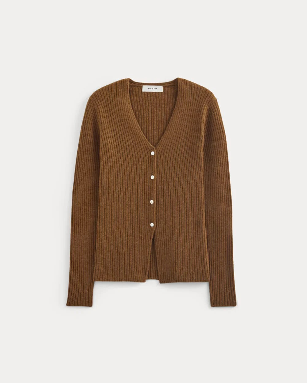 Cashmere Ribbed V-Neck Cardigan | Heathered Toffee | Everlane
