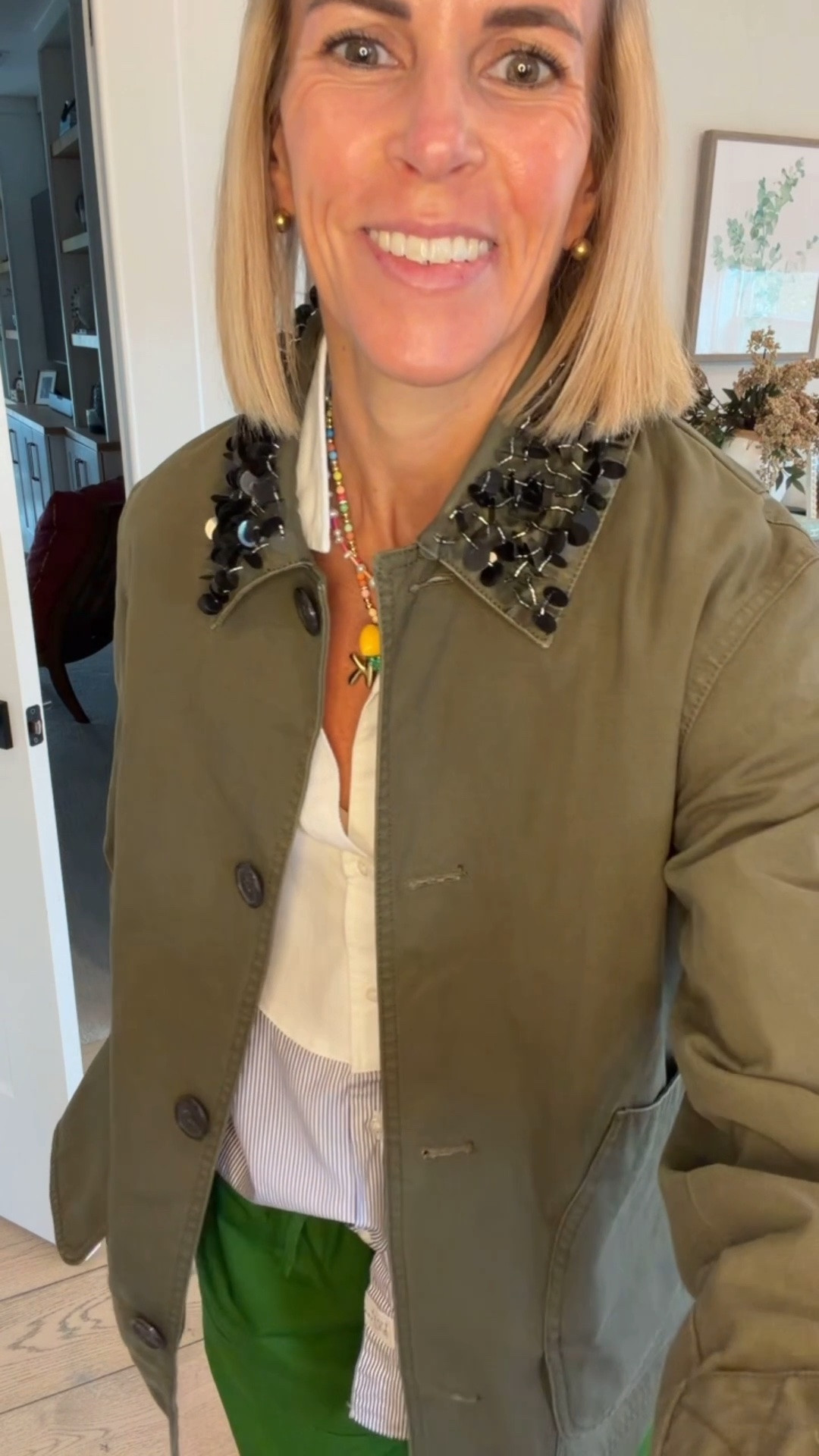 The perfect statement to a fall classic. Look at this statement collar!!  What a way to elevate a classic field jacket!  I sized down to an XXS

#LTKootd #LTKOver40 #LTKmomlife