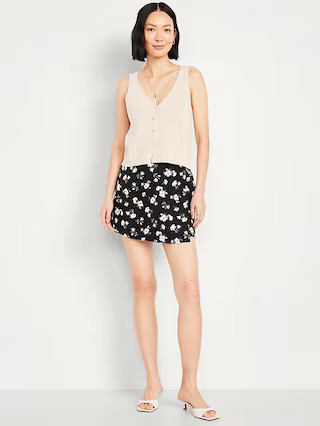 High-Waisted Linen-Blend Mini Skort | Old Navy (US)