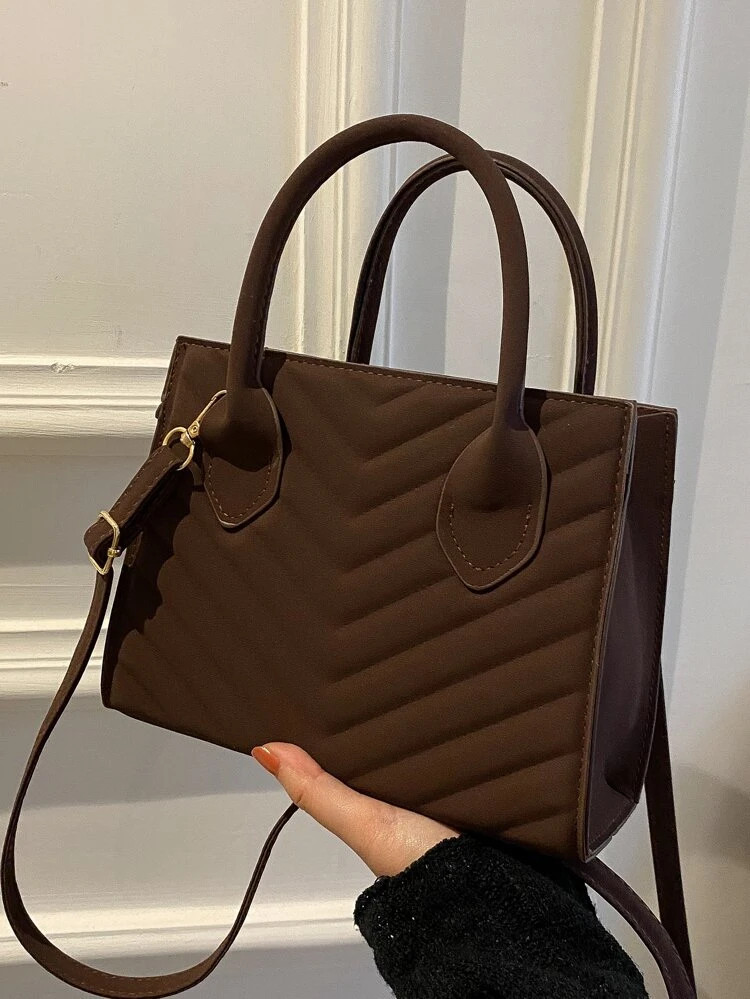 Quilted Pattern Top Handle Bag | SHEIN