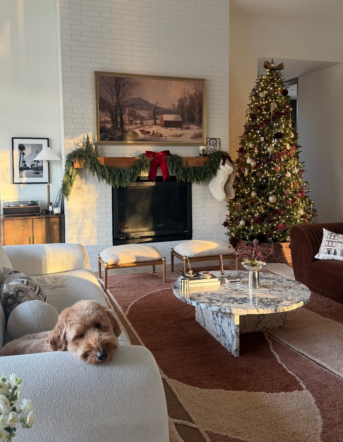 My favourite time of the year is holiday season - to put up the Christmas tree, get cozy home decor, and add holiday bows to everything! Click through for my favourite home finds and adding a holiday touch to your home with ornaments, blankets, velvet tones, gingerbread house cushions, burgundy tones, a garland draped on the fireplace and the best Christmas tree from Home Depot!

#LTKSeasonal #LTKHome #LTKHoliday