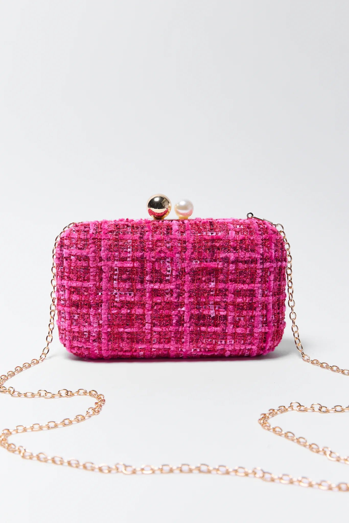 Mabel Magenta Tweed Clutch | Avara