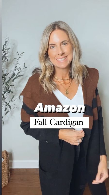 Amazon fall cardigan with a hood and pockets. Soft and warm. Amazon v-neck chiffon tank in a small in both. 
Amazon necklace 


#LTKunder50 #LTKSeasonal #LTKstyletip