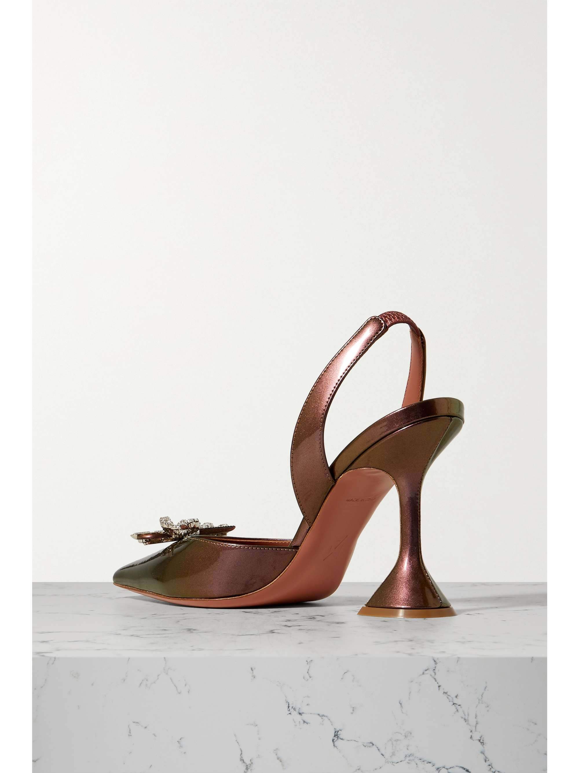Rosie crystal-embellished iridescent leather slingback pumps | NET-A-PORTER (US)