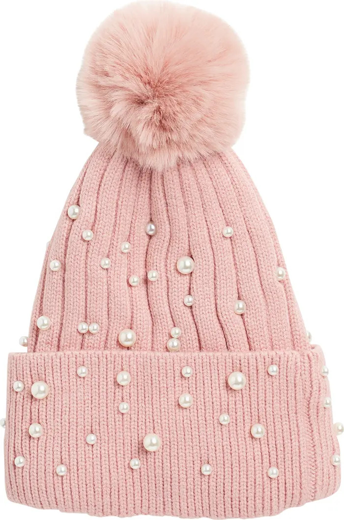 NATASHA Pearl Pompom Beanie | Nordstromrack | Nordstrom Rack