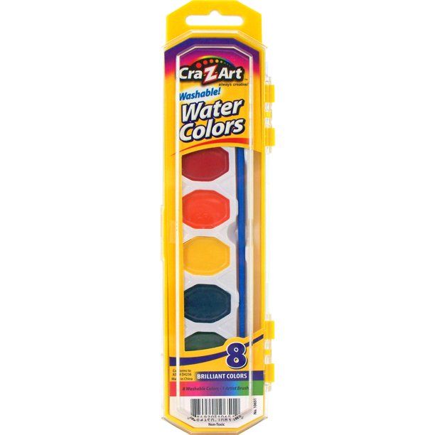 Cra-Z-Art Washable Watercolor Paints with Brush, 8 Colors - Walmart.com | Walmart (US)