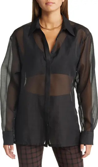 Open Edit Women's Sheer Button-Up Shirt | Nordstrom | Nordstrom Canada