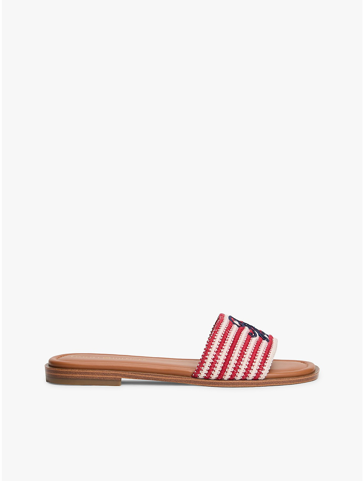 Tommy Hilfiger Women's Script Monogram Stripe Woven Slide - Medium Red - US 9 / EU 40 | Tommy Hilfiger (US)