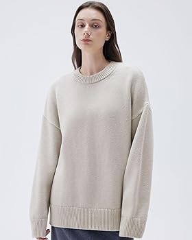 SUUKSESS Women Cashmere Blend Oversized Crew Neck Long Sleeve Pullover Sweaters | Amazon (US)