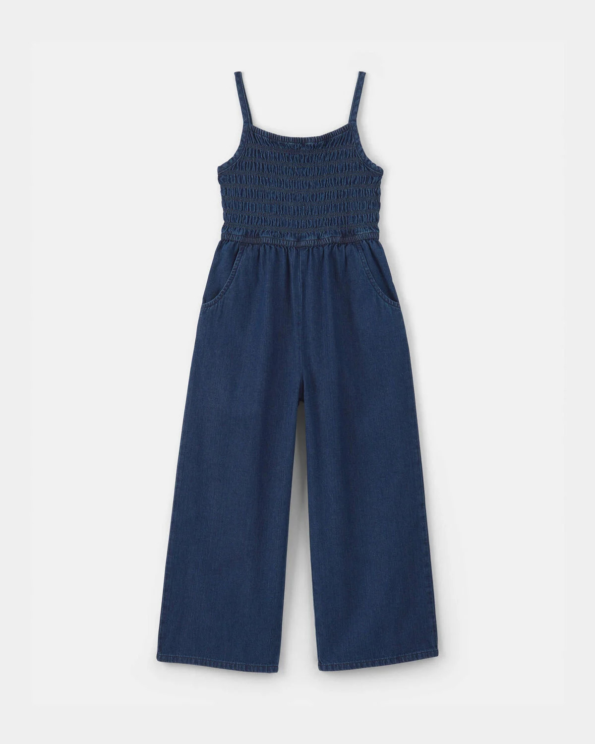 Girls Smocked Denim Wide-Leg Jumpsuit - Dark Wash - OshKosh B'gosh | Carter's | Carter's Inc