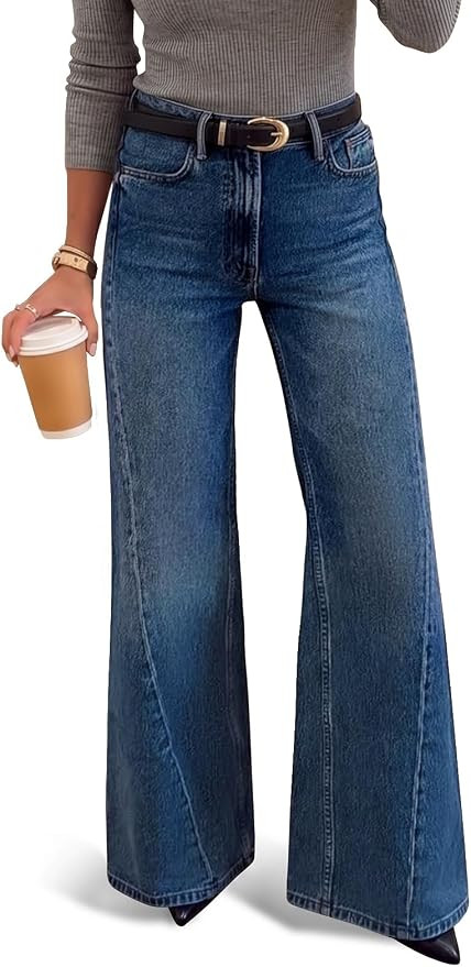 Saodimallsu Womens High Waisted Flare Jeans Stretchy Wide Leg Denim Pants | Amazon (US)