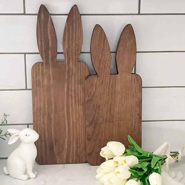 Stained Pine Wood Bunny Board Set of 2 | Antique Farm House