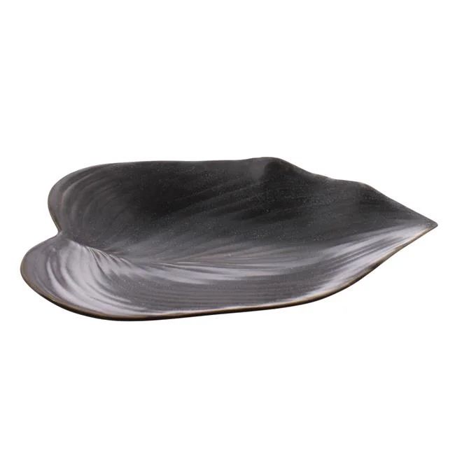 HomeRoots 397913 Begonia Leaf Ceramic Serving Tray, Black | Walmart (US)