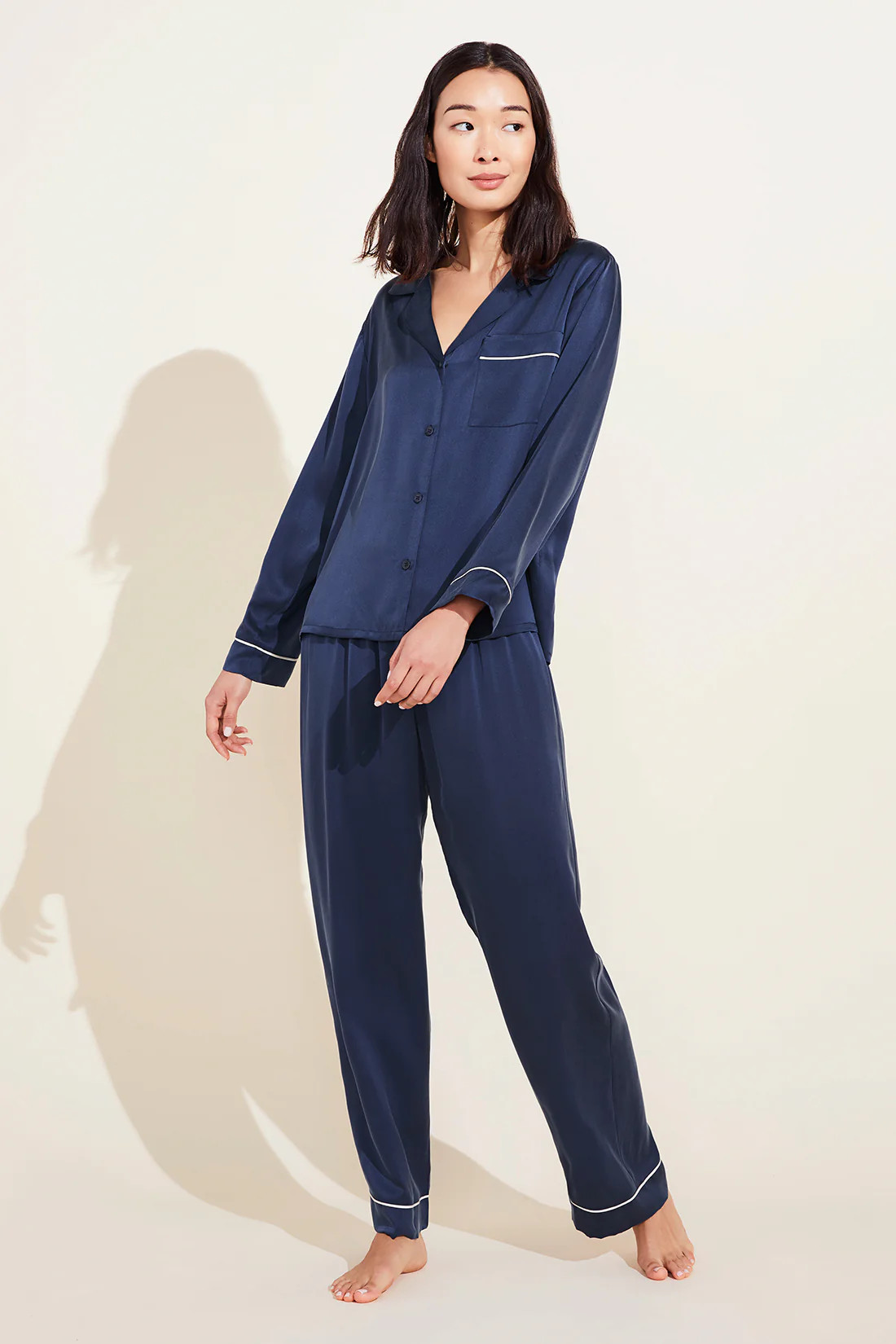 Inez Washable Silk Long PJ Set | Eberjey