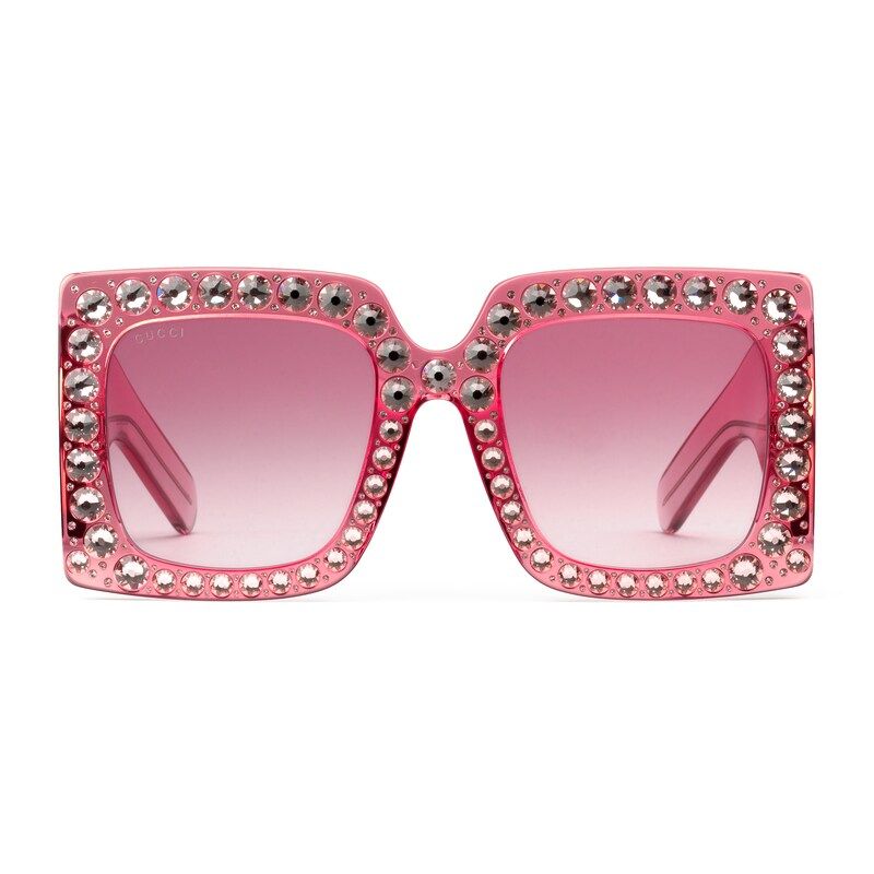 Oversize square-frame acetate sunglasses pink | Gucci (US)