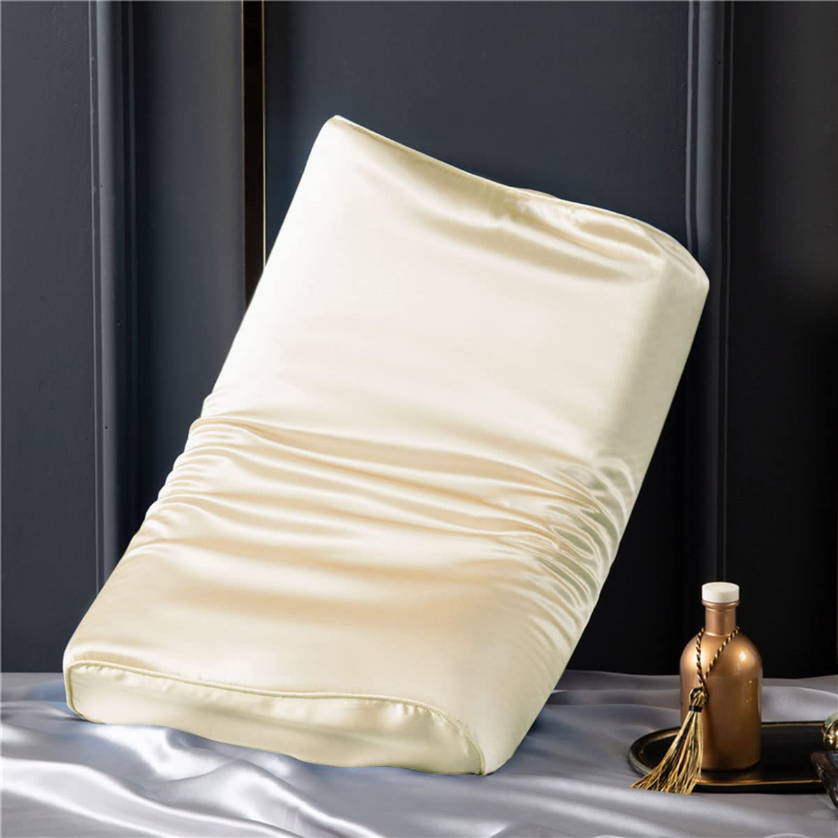 Mulberry Silk Pillowcase for Memory Foam and Neck Pillows, Cervical and Contour Pillow (Beige, 21... | Amazon (US)
