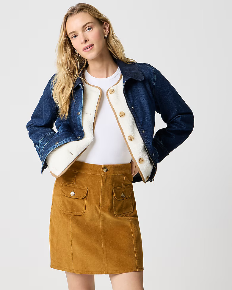Corduroy patch-pocket mini skirt | J.Crew Factory