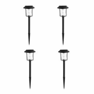 Hampton Bay Laurelview 14 Lumens Black Vintage Bulb LED Weather Resistant Outdoor Solar Path Ligh... | The Home Depot