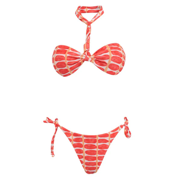 Red & Yellow Twist-Tie Bikini Set with Adjustable Neck and Side Ties | DOORS NYC