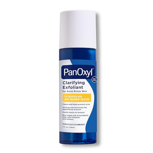 PanOxyl Clarifying Exfoliant with 2% Salicylic Acid, BHA Liquid Exfoliant for Face, Unclogs, Minimizes Appearance of Pores, Blue Algae and Antioxidants Help Calm Redness, For Acne Prone Skin, 4 fl oz | Amazon (US)