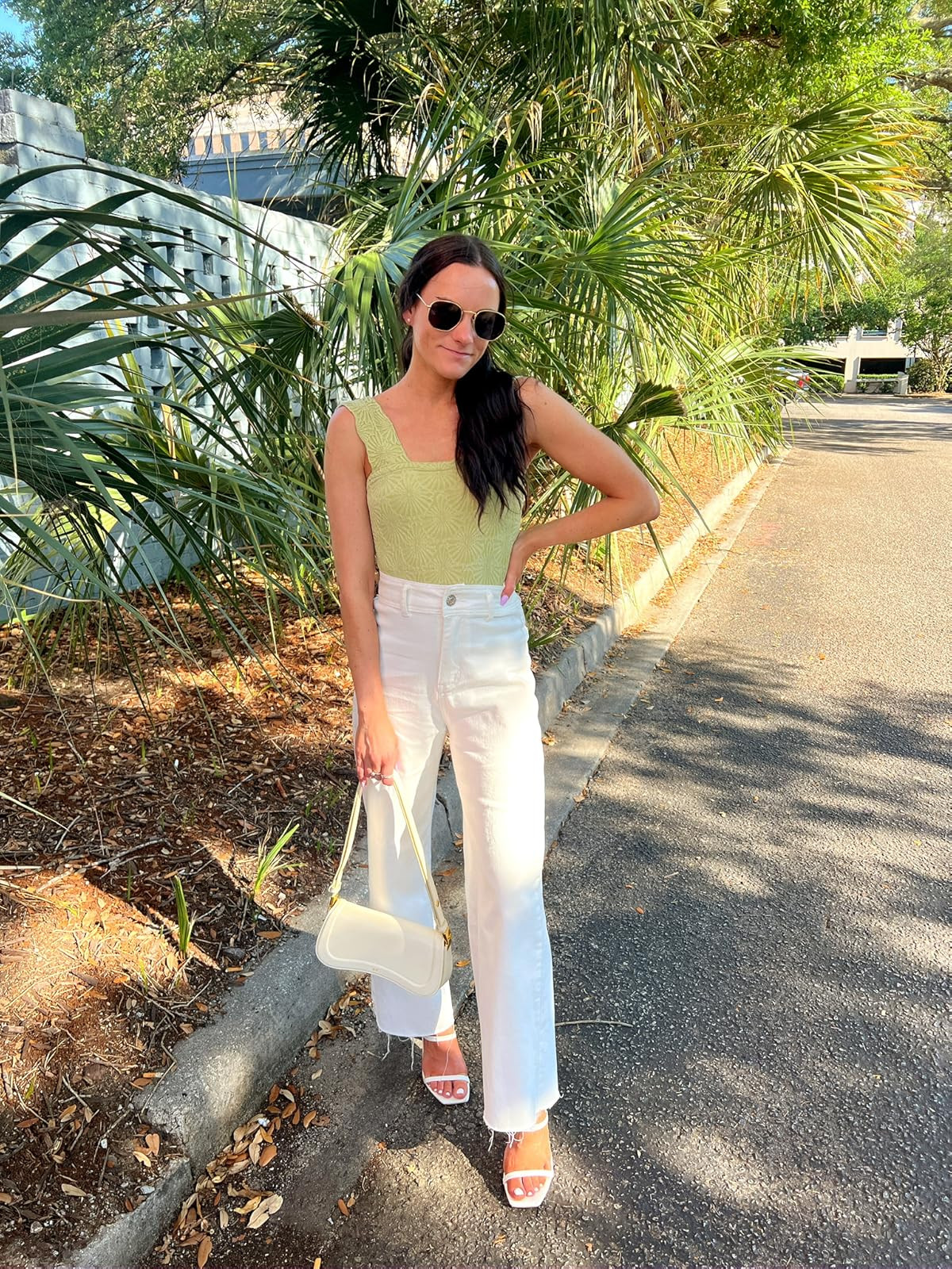 Charleston outfit / summer outfit- jeans in XS, top in S, heels true to size. White jeans/green top/white heels
 

 #LTKSummerEdit #LTKPetite #LTKFindsUnder50