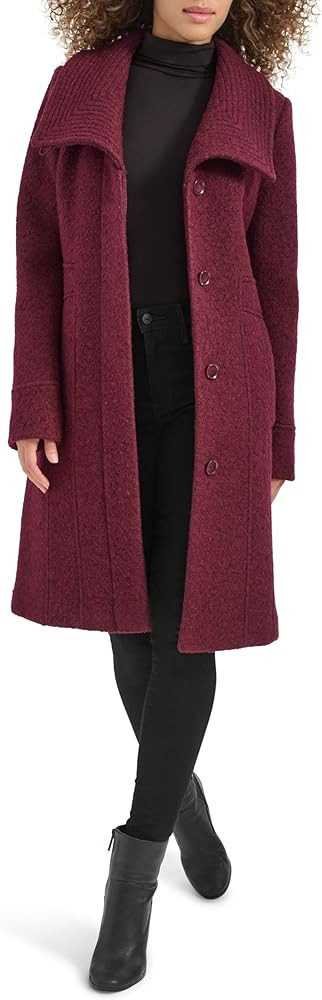 Kenneth Cole womens Pressed Boucle Wool Coat With Oversized Wing Collar | Amazon (US)