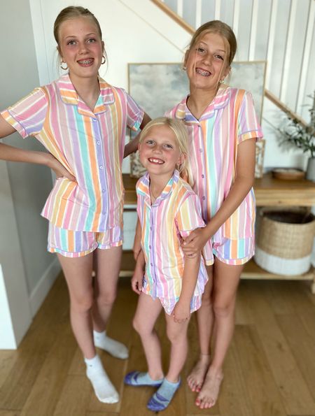 A little Saturday morning doughnuts in THE most darling matching pjs! #walmartpartner I love the bright colors for my girls. They just scream “SUMMER”! They’re super inexpensive too! 
@walmart #walmart #walmartfashion @walmartfashion