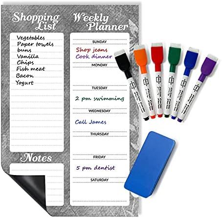 Magnetic Dry Erase Meal Planner and Grocery List Pad for Fridge - 11" x 17" - White Board Dry Era... | Amazon (US)