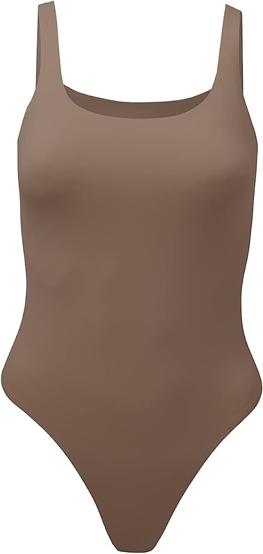 Almere Low Back Contour Tank High Cut Thong Bodysuit, No Snap, Women's Bodysuit, No Bra Needed, Body | Amazon (US)
