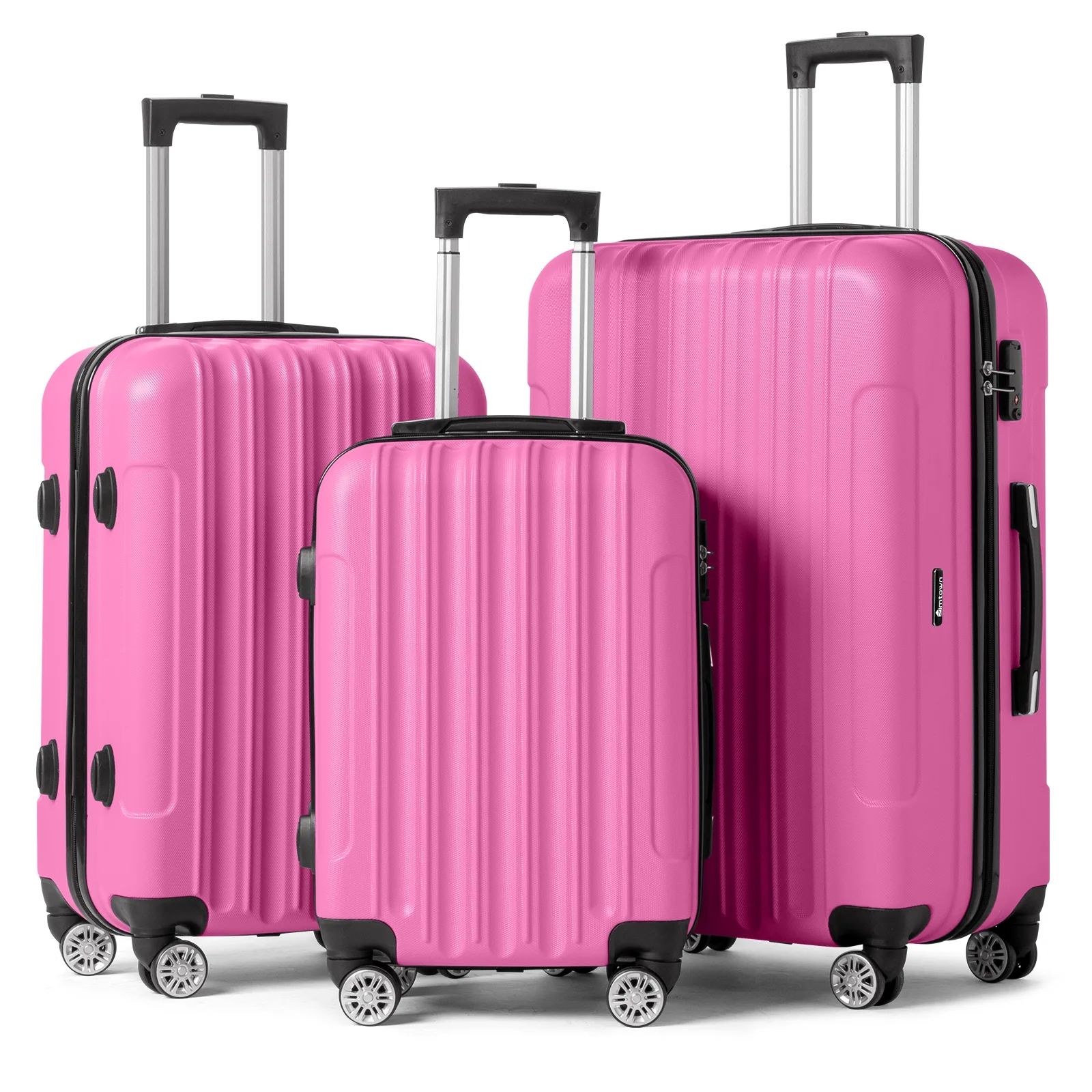 Zimtown 3-Piece Nested Spinner Suitcase Luggage Set with TSA Lock, Pink | Walmart (US)