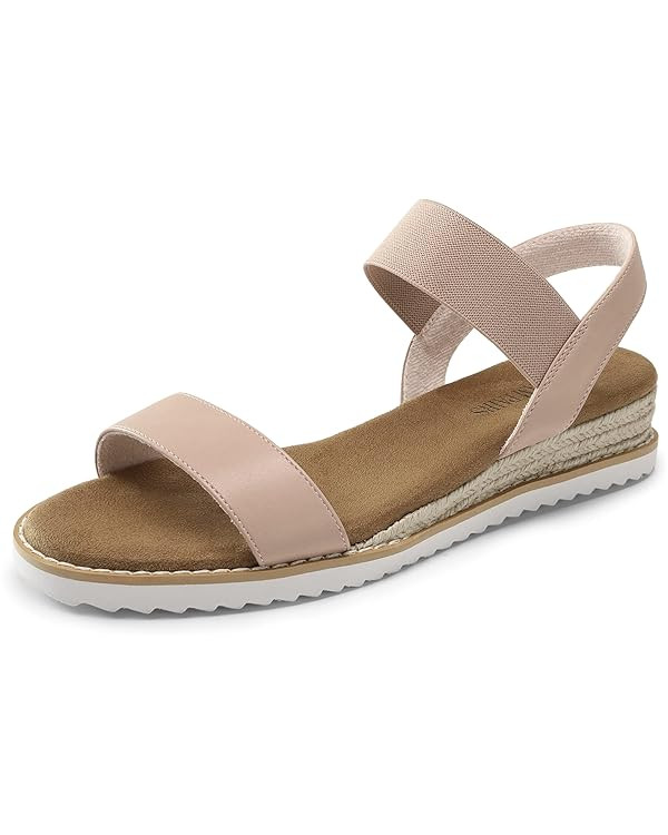 DREAM PAIRS Womens Espadrilles Ankle Stretch Elastic Strap Open Toe Comfortable Wedges Flats Spri... | Amazon (US)