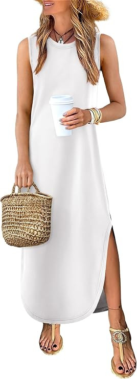 ANRABESS Women's Summer Soft Maxi Dress with Pockets | Sleeveless Lightweight Loose Fit Sundress,... | Amazon (US)