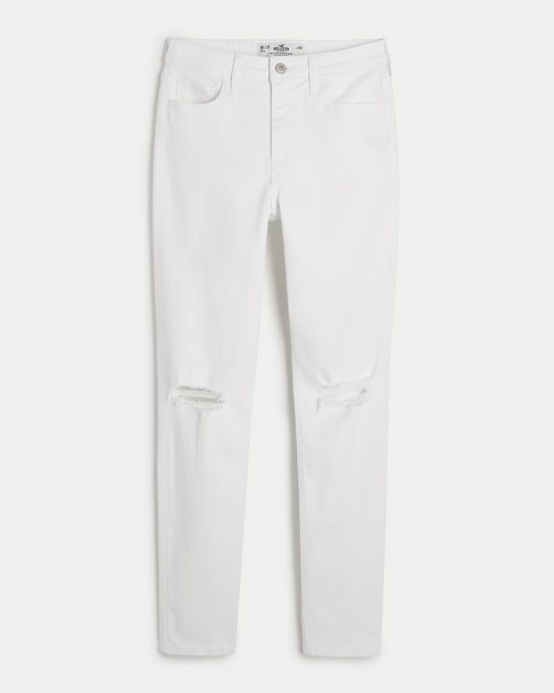 Women's Curvy High-Rise Ripped White Super Skinny Jeans | Women's Bottoms | HollisterCo.com | Hollister (US)