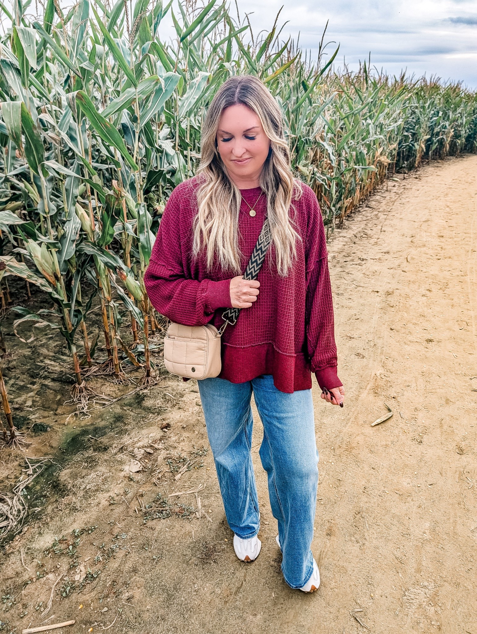 Top size down. Jeans size up if in between 

#LTKSeasonal #LTKOver40 #LTKMidsize