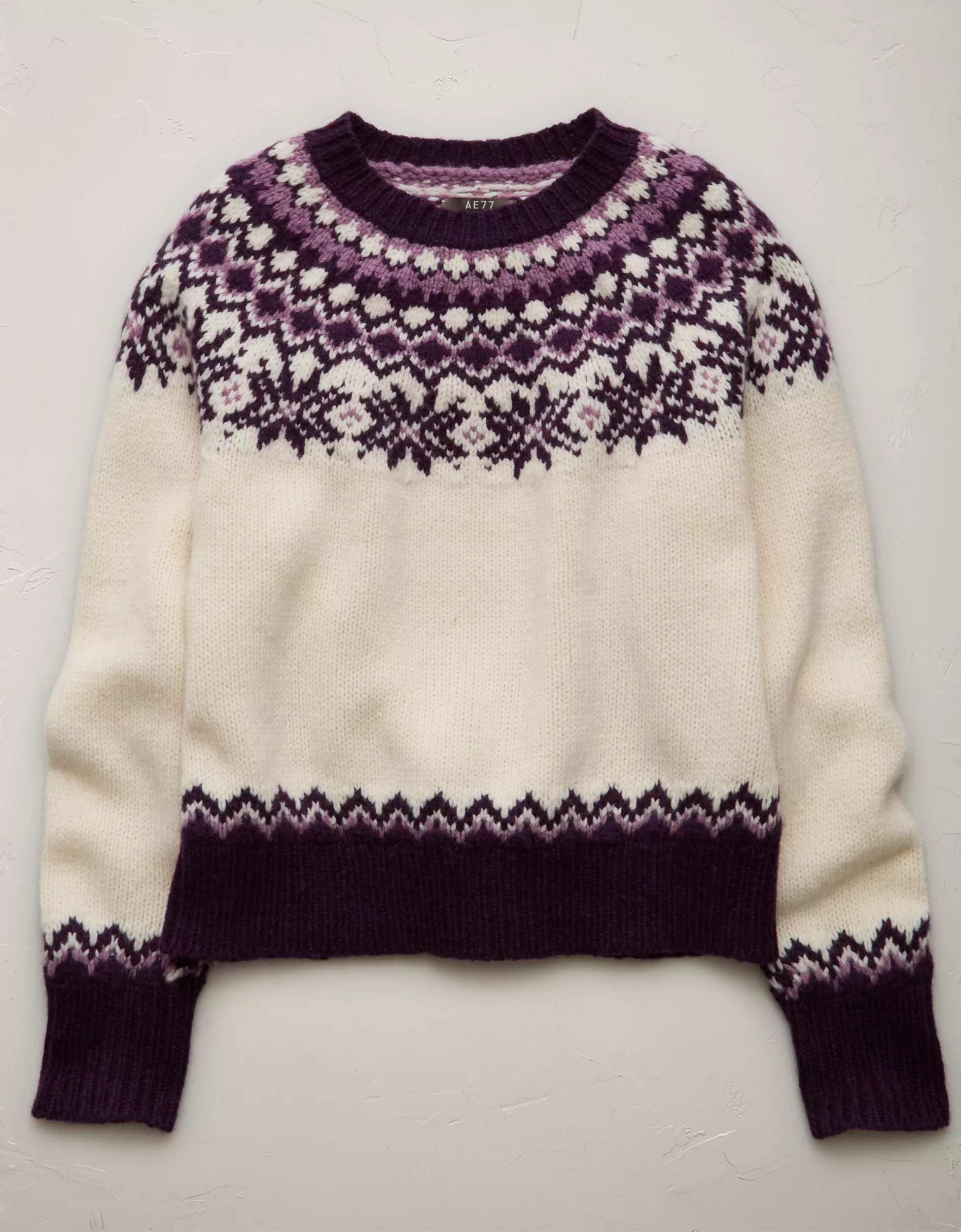 AE77 Premium Shrunken Fair Isle Cocoon Sweater | American Eagle Outfitters (US & CA)
