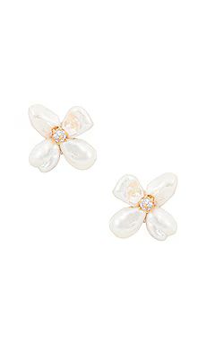 SHASHI Flower Pearl Earrings in Ivory from Revolve.com | Revolve Clothing (Global)